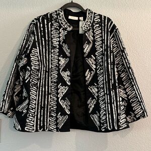 NWT Chico's Black and White Manipulated Masterpiece Martina Patterned Jacket